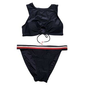 Tommy Hilfiger Women's Padded Tank Top & bikini Bottom swimsuit navy Size Small